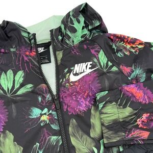 Nike Windrunner‎ Floral Jacket Kids XL Extra Large Black Green Purple